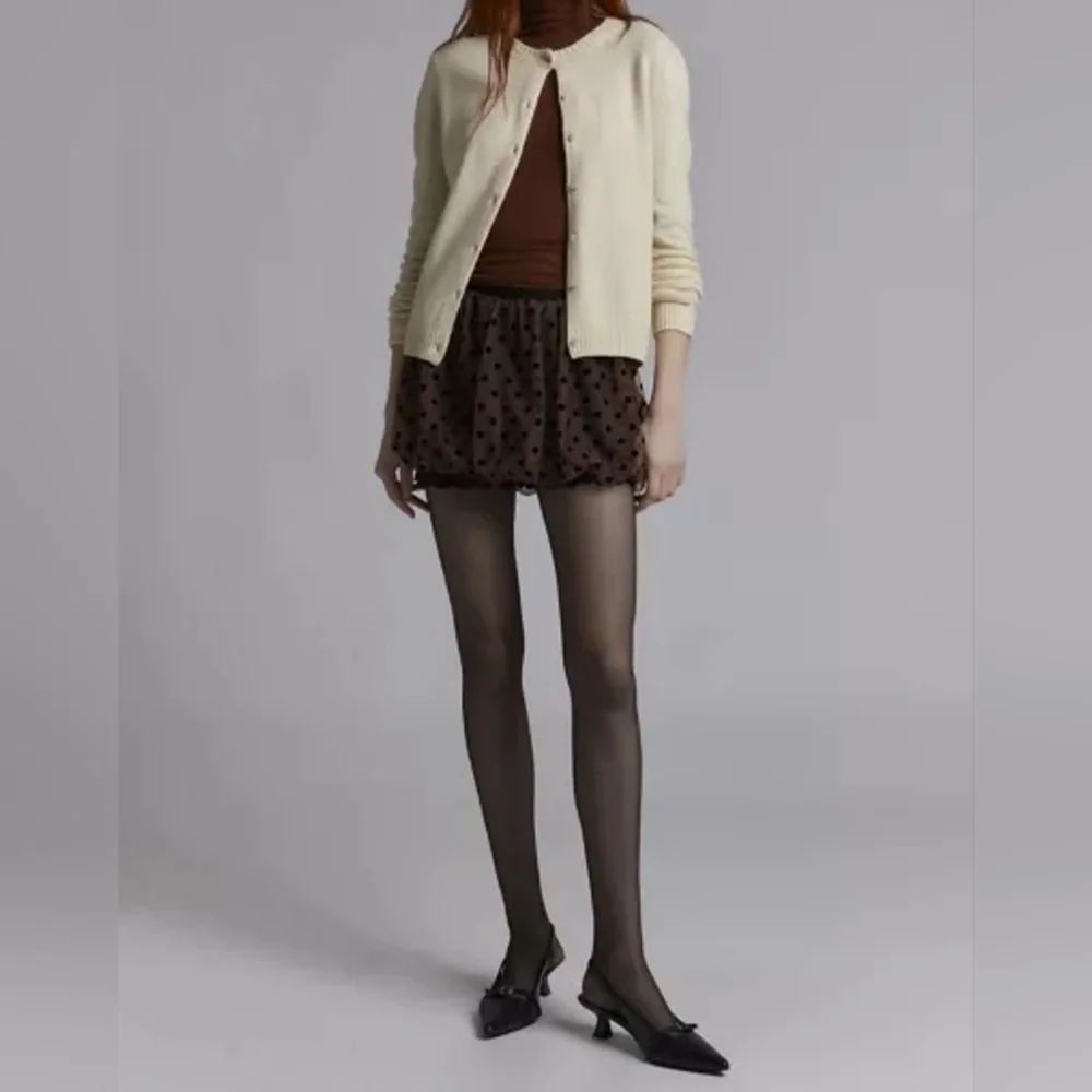 Kimchi Blue Emory Polka Dotted Tulle Bubble Micro Skirt, Brown Black, Size MED
